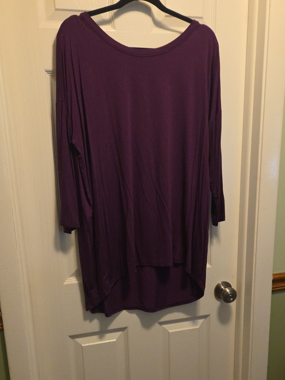 Relaxed Purple Long-Sleeve Tunic Top